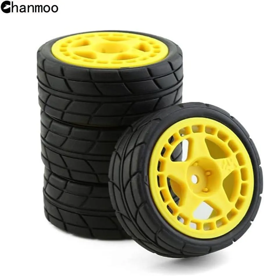 1/10 RC Racing Rally Tires 12mm Hex Wheels Rims and Rubber On Road Tyres for 1/10 RC On-Road Car HPI KYOSHO Tamiya XV01 XV02 TA06 TT01 TT02 PTG2 144001 A959 RC Rally Drift Car 4PCS (Black A)