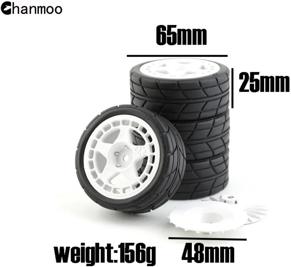 1/10 RC Racing Rally Tires 12mm Hex Wheels Rims and Rubber On Road Tyres for 1/10 RC On-Road Car HPI KYOSHO Tamiya XV01 XV02 TA06 TT01 TT02 PTG2 144001 A959 RC Rally Drift Car 4PCS (Black A)