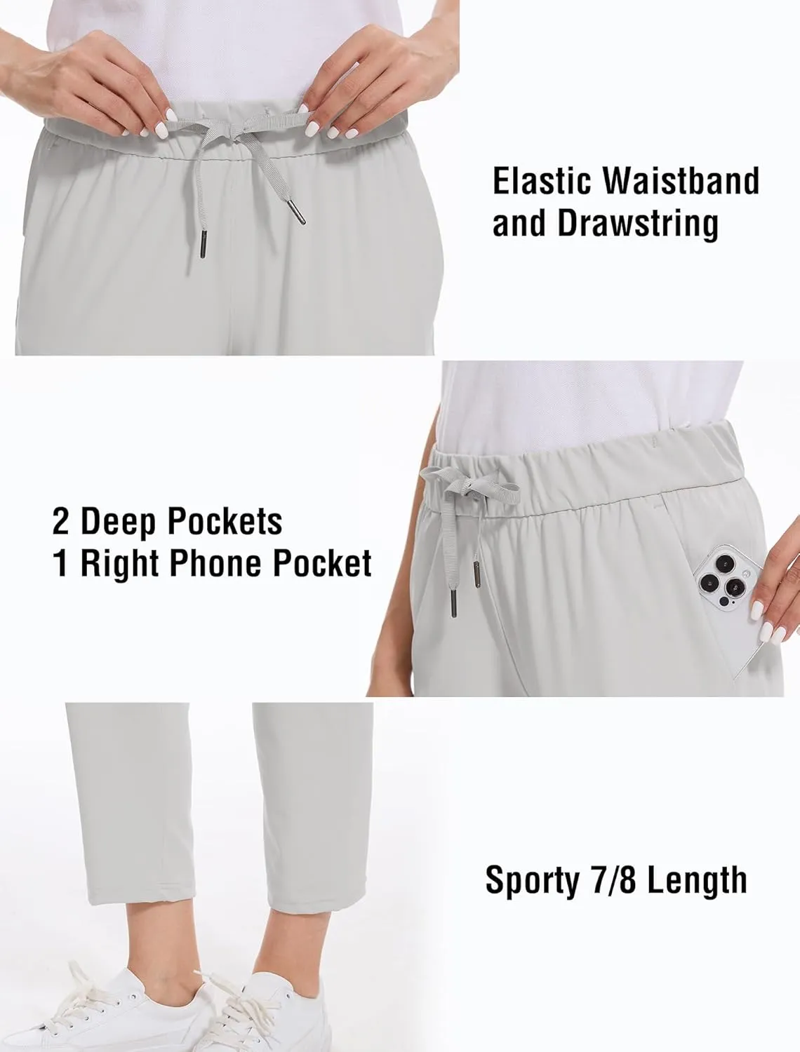 2 Pack Women's Pants with Deep Pockets Stretch Soft Sweatpants for Casual Athletic Lounge Work Golf Travel