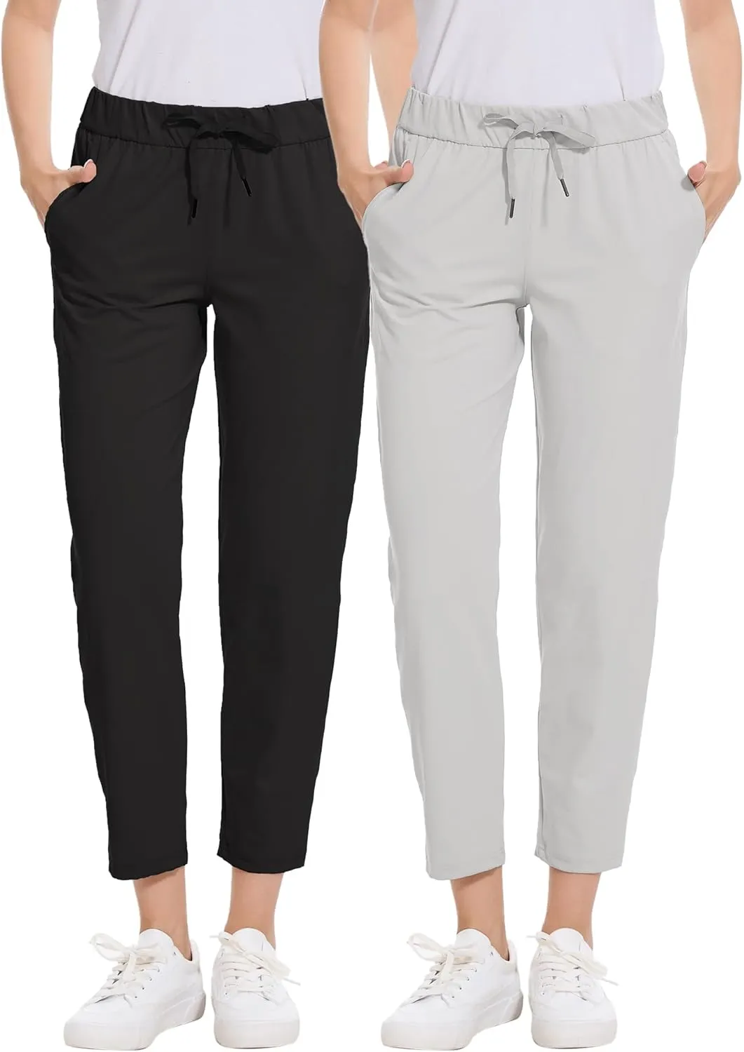 2 Pack Women's Pants with Deep Pockets Stretch Soft Sweatpants for Casual Athletic Lounge Work Golf Travel