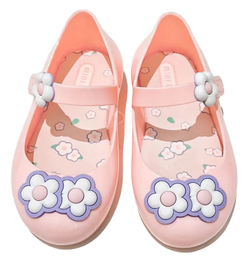 2Flower Summer Children Jelly Shoes for Kids Girl Fashion Footwear