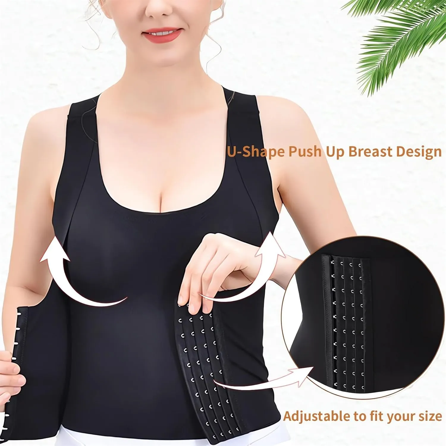 3-in-1 Waist Trainer Bra Waist Trainer Shaper Cami Slimming Compression Tank Tops Bra Vest for Women Tummy Control