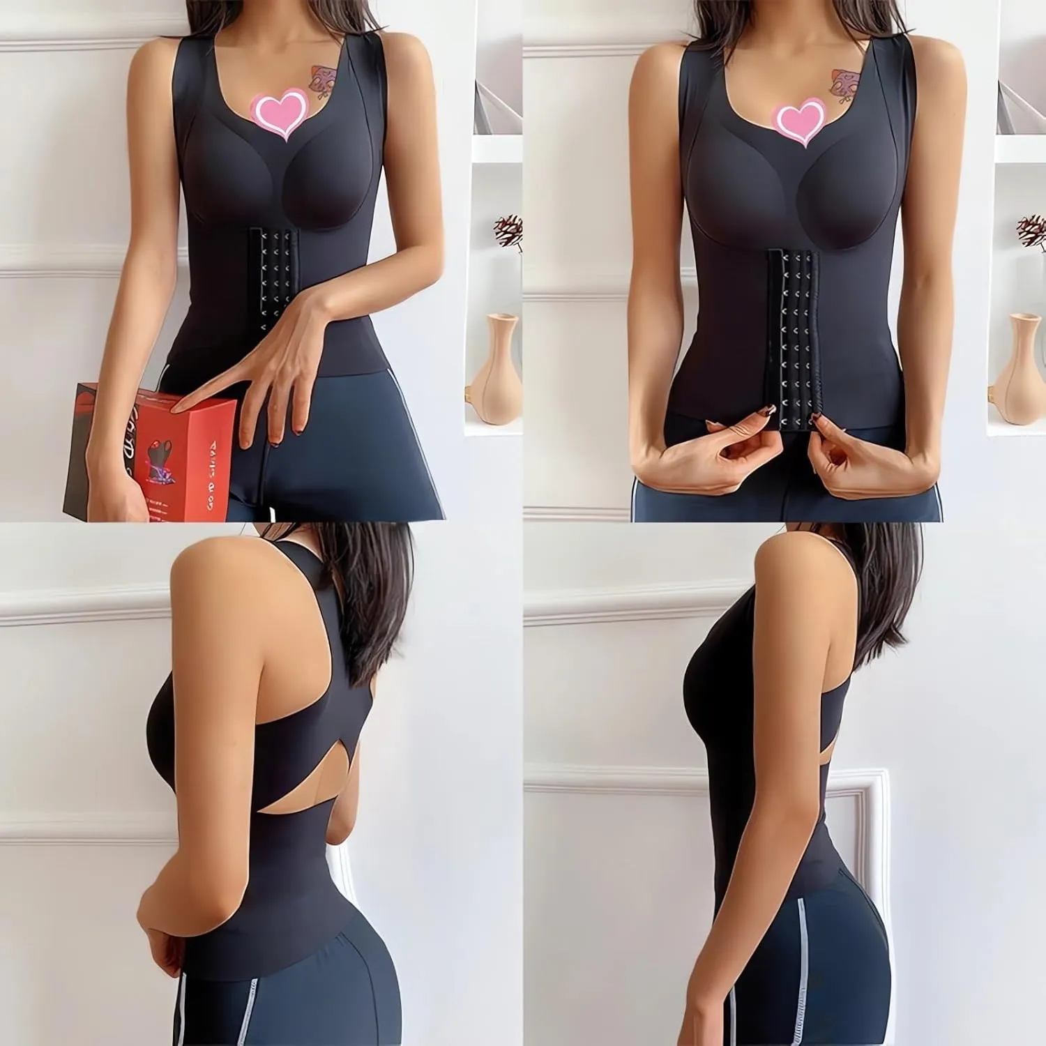 3-in-1 Waist Trainer Bra Waist Trainer Shaper Cami Slimming Compression Tank Tops Bra Vest for Women Tummy Control