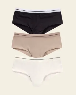 3-pack contrast waistband soft cheeky panties