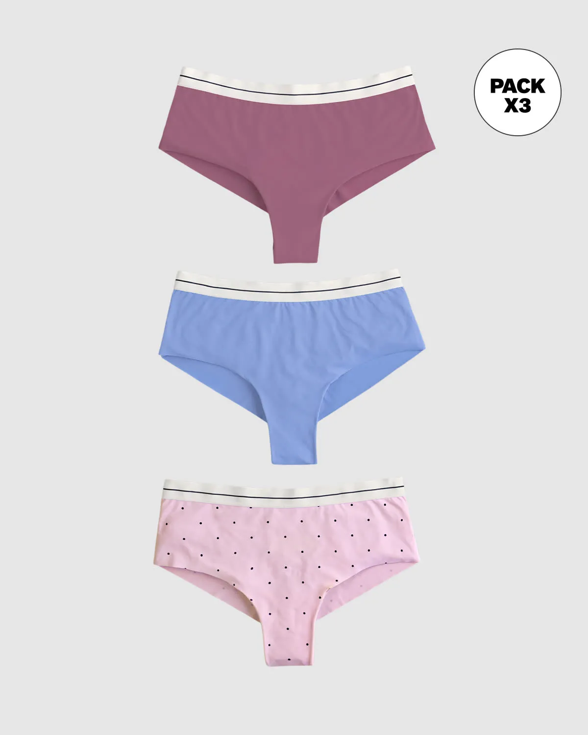 3-pack contrast waistband soft cheeky panties