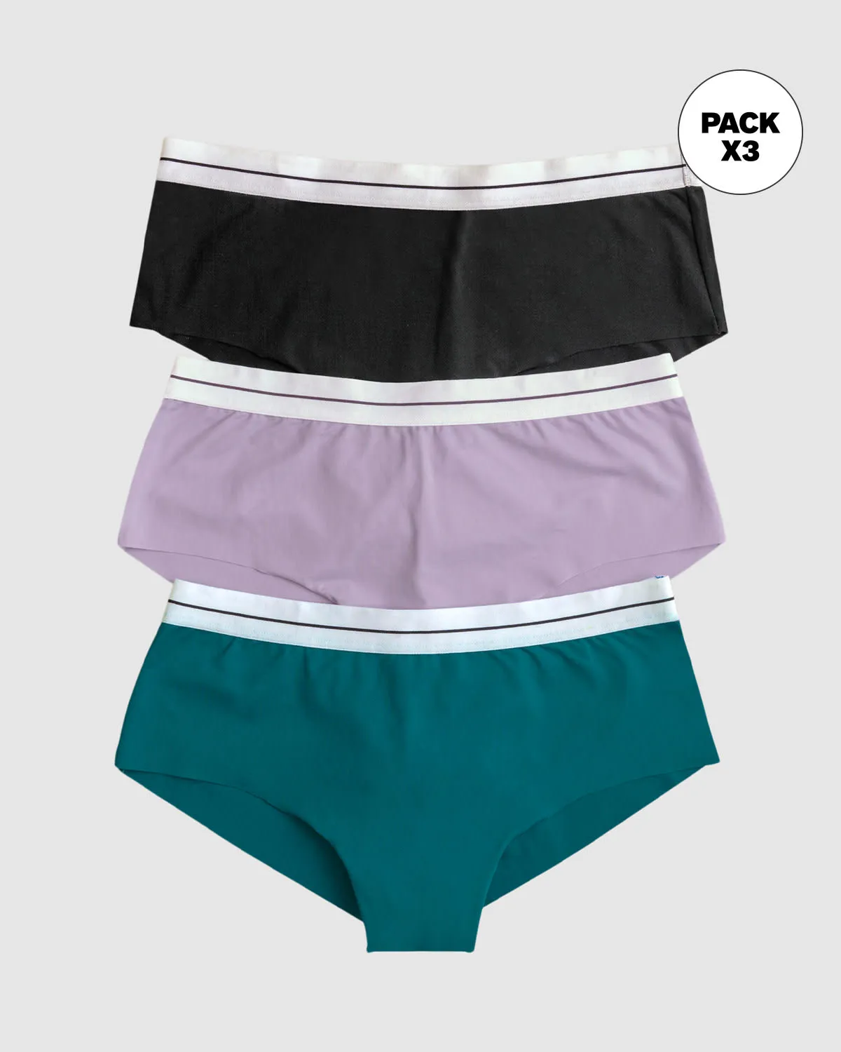 3-pack contrast waistband soft cheeky panties