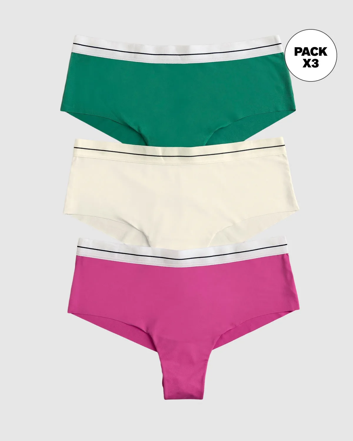 3-pack contrast waistband soft cheeky panties