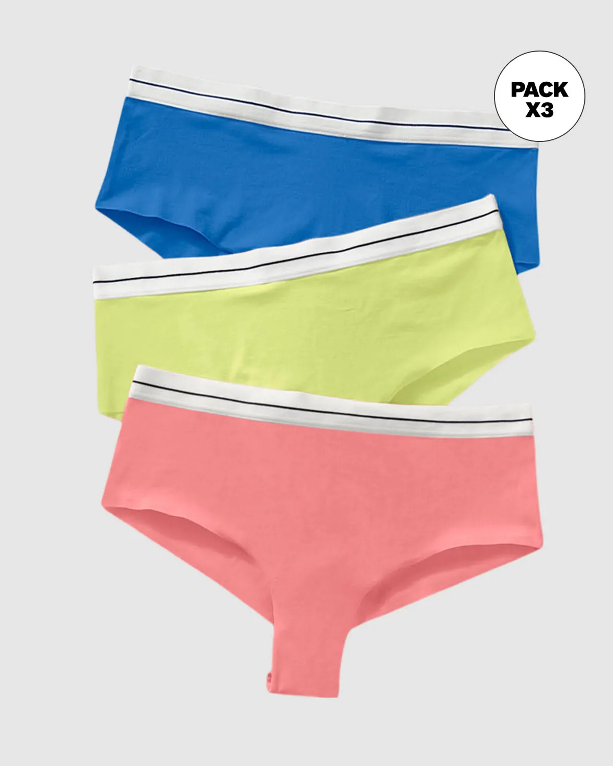 3-pack contrast waistband soft cheeky panties