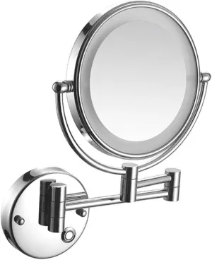 8-Inch Wall Mounted Makeup Mirror with Magnification, Two-Sided Extendable, 360 Degree Swivel, Extendable Arm, Round(Bright Silver,10x)