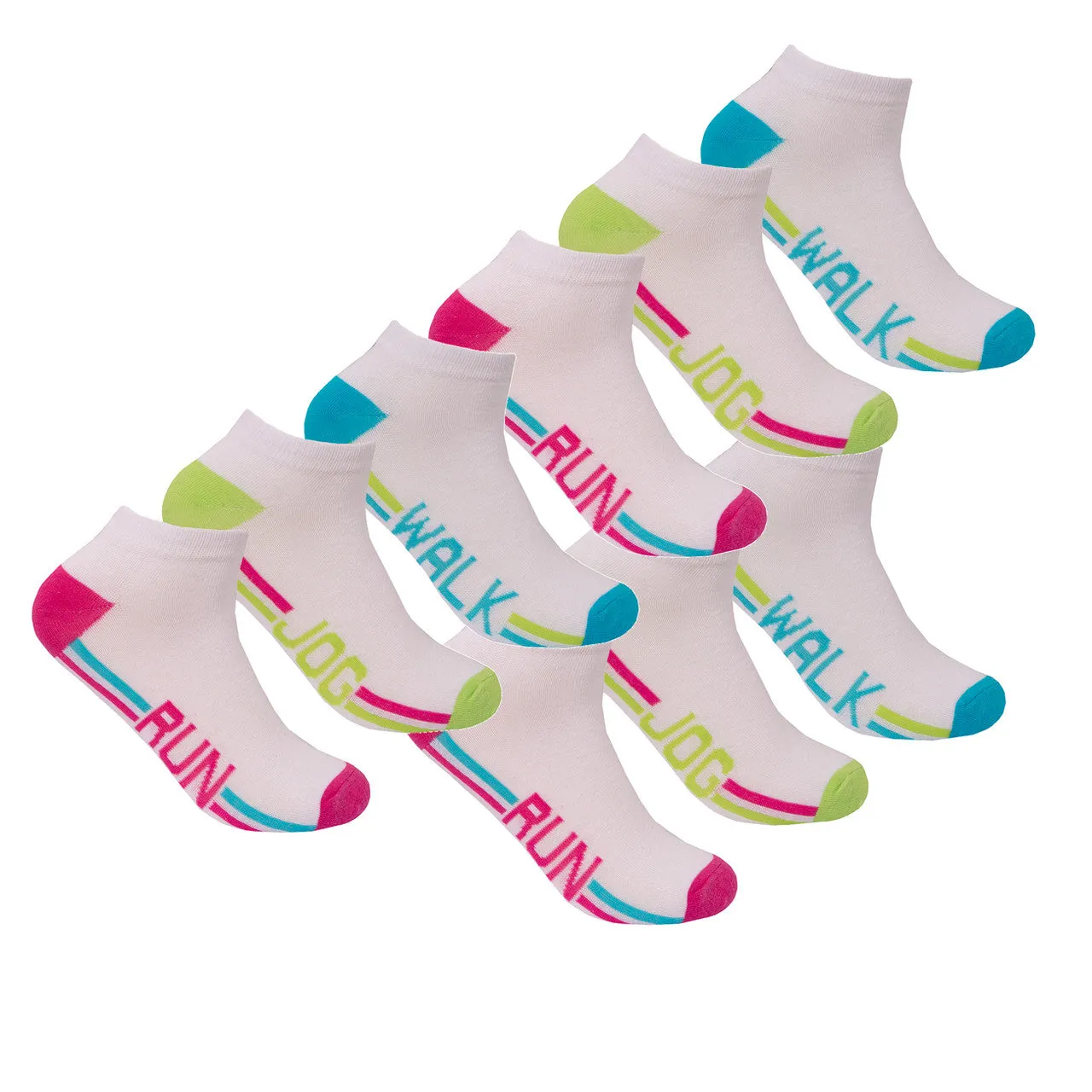 9 Pairs Womens Sports Ankle Trainer Socks Multipack White