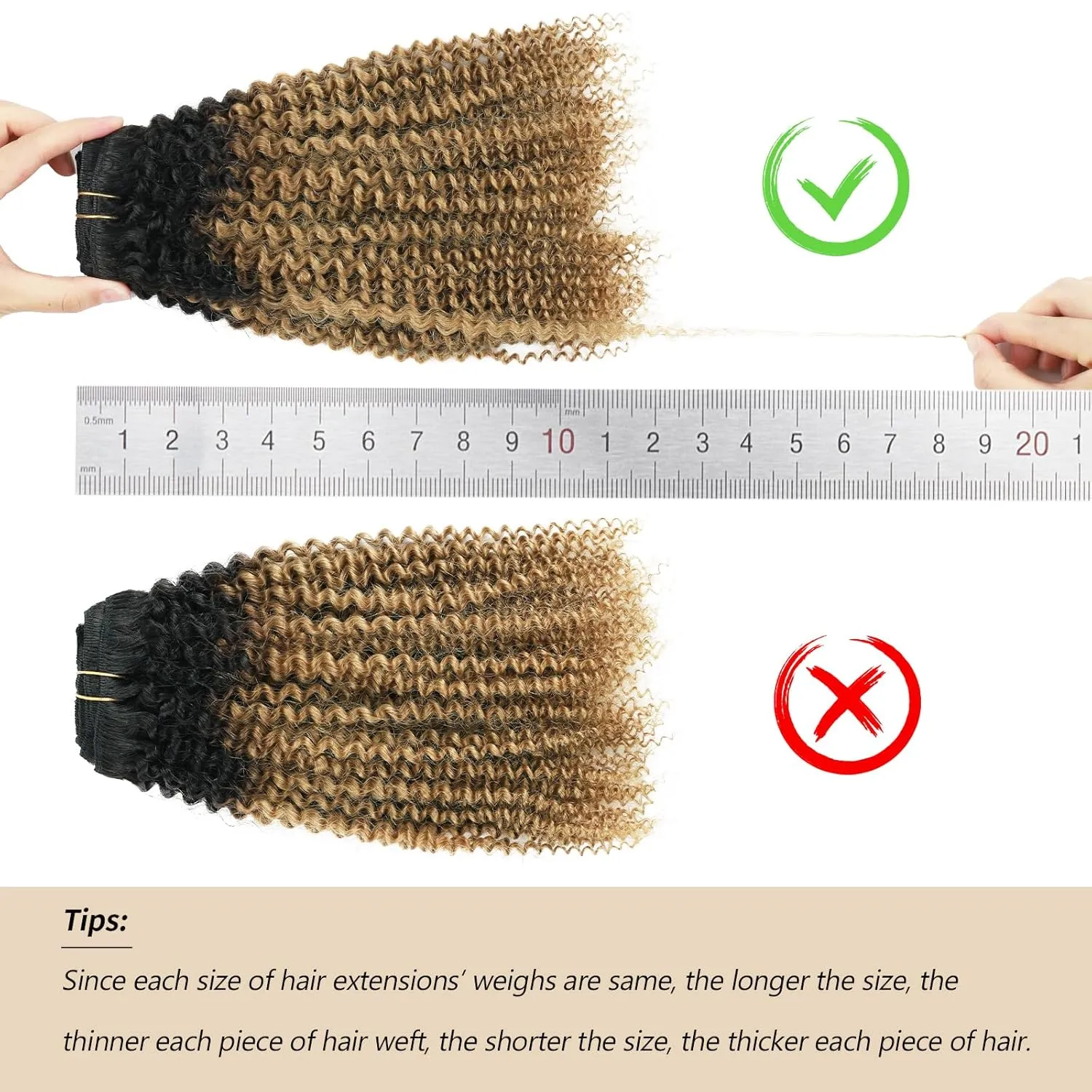 ABH AMAZINGBEAUTY HAIR 4A 4B Curly Clip in Hair Extensions Human Hair Afro Curly Clip ins for Black Women 120g 7 Pieces With 17 Clips, Rooted Black to Blonde 12 Inch
