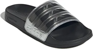 adidas Unisex Adilette Shower Slide Sandal, Black/Silver Metallic/Silver Metallic, 7 US Men