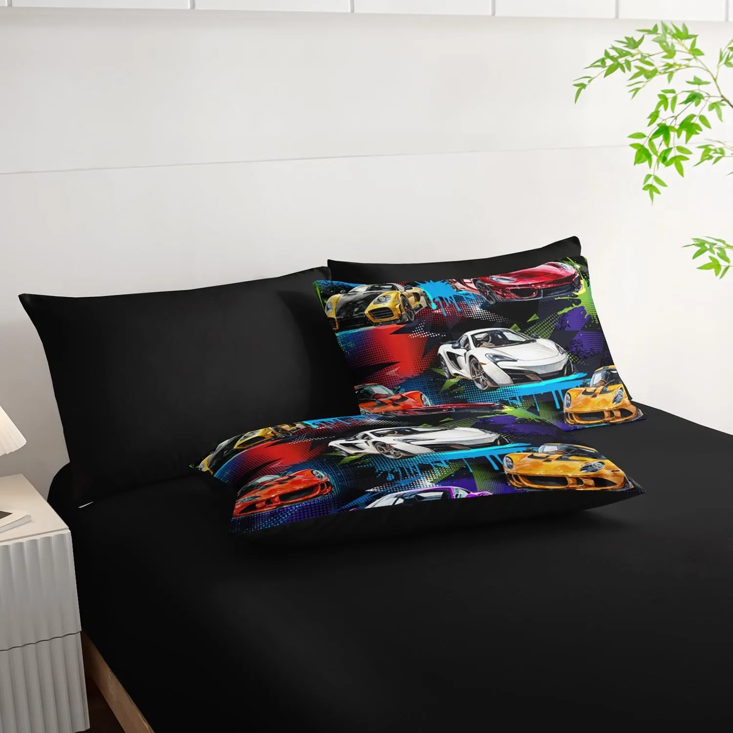 AILONEN 7-Piece Racing Car Comforter Sets Full Size,Extreme Sports Bedding Set Bed in a Bag for Kids Boys Teens,Cool Speed Race Comforter & Fitted Sheet with Flat Sheet & 2 Pillowcases,2 Pillow Shams
