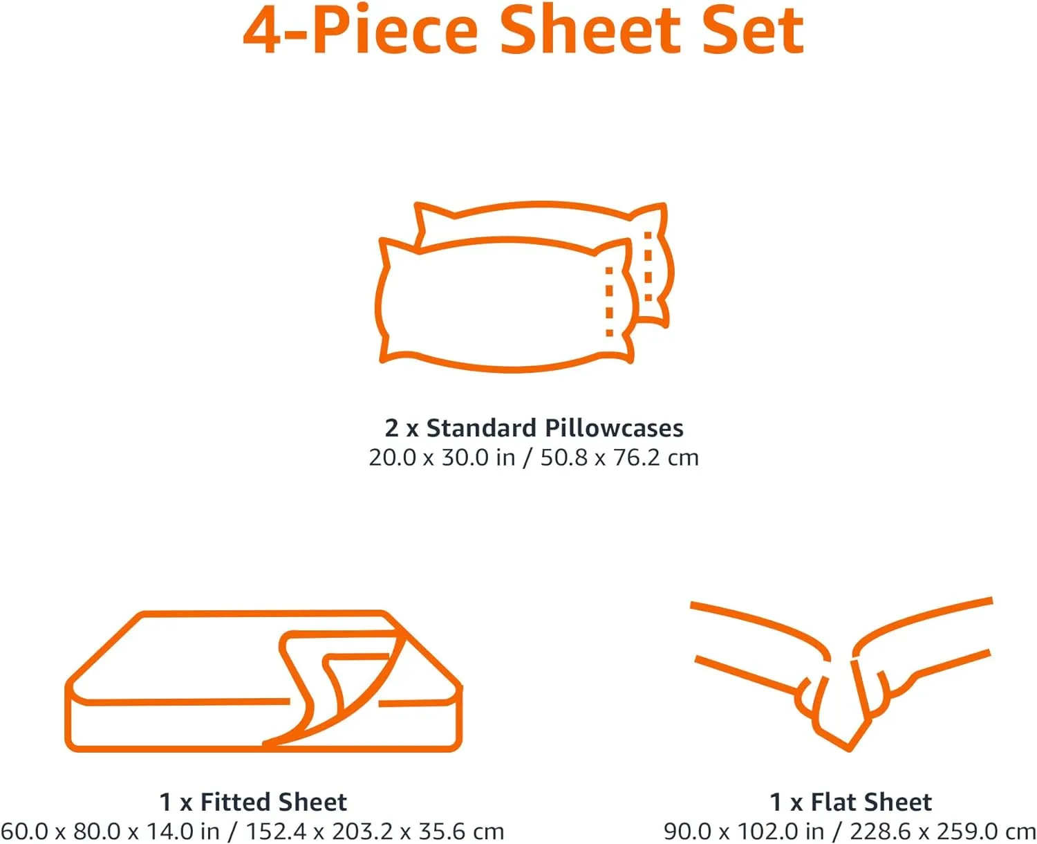 Amazon Basics 4 Piece Comfortable Cotton Jersey Bed Sheet Set, Includes Soft Flat and Fitted Sheets, Pillowcase, Queen, White, Solid