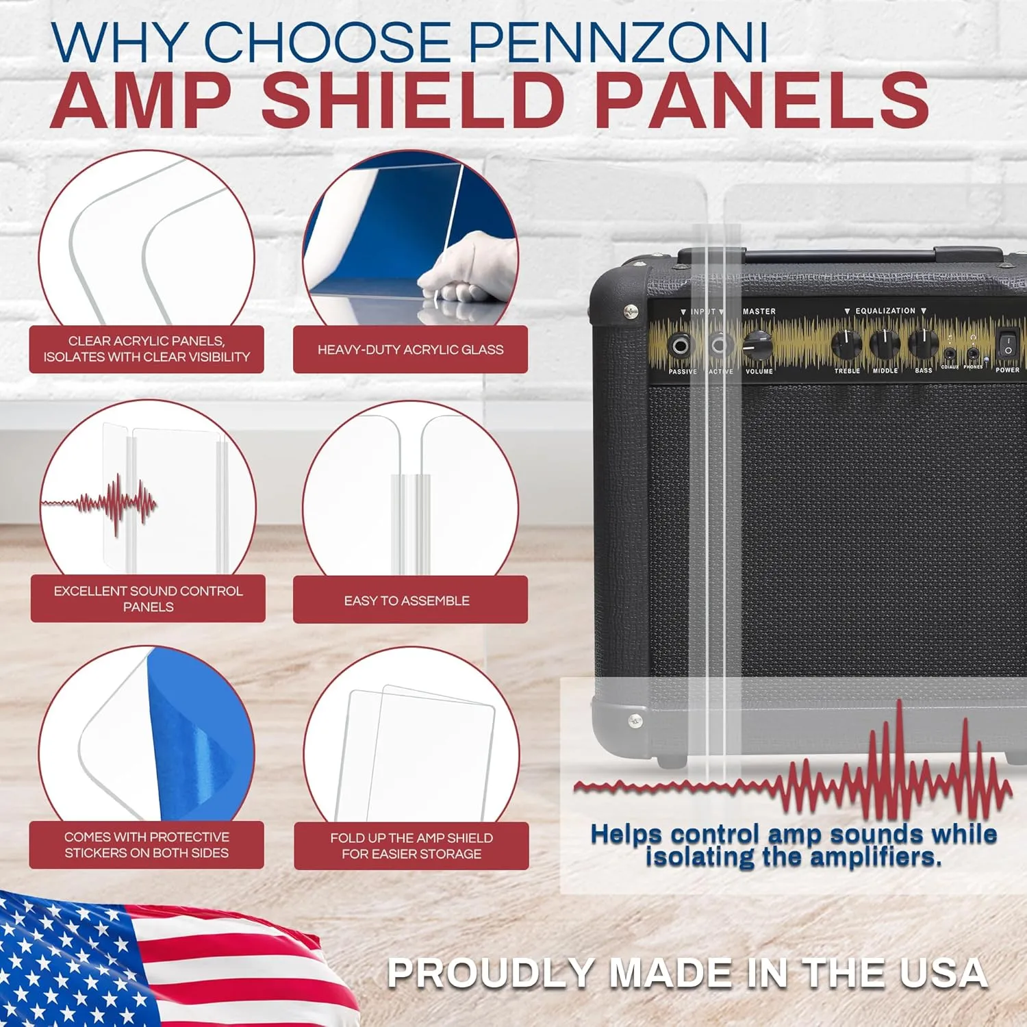 Amp Shield, Amp Acrylic Shield, Guitar Amp Shield, Clear Acrylic Panel Amp Shield with Plastic Hinges