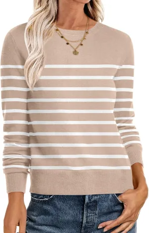 ANRABESS Women's Long Sleeve Crewneck Classic 2025 Fall Soft Loose Fit Basic Pullover Sweaters Top