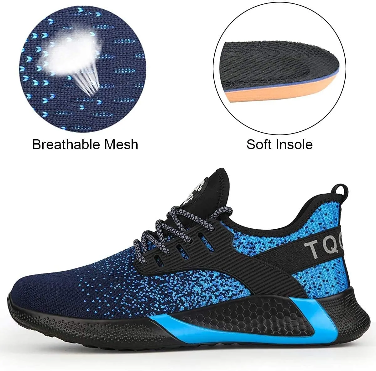 AONEGOLD Safety Shoes for Men Steel Toe Sneaker Work Shoes Lightweight Breathable Industrial Construction Puncture Proof Shoes