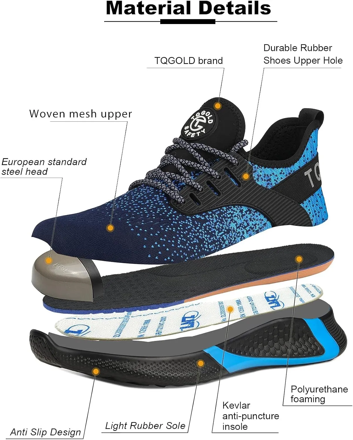 AONEGOLD Safety Shoes for Men Steel Toe Sneaker Work Shoes Lightweight Breathable Industrial Construction Puncture Proof Shoes