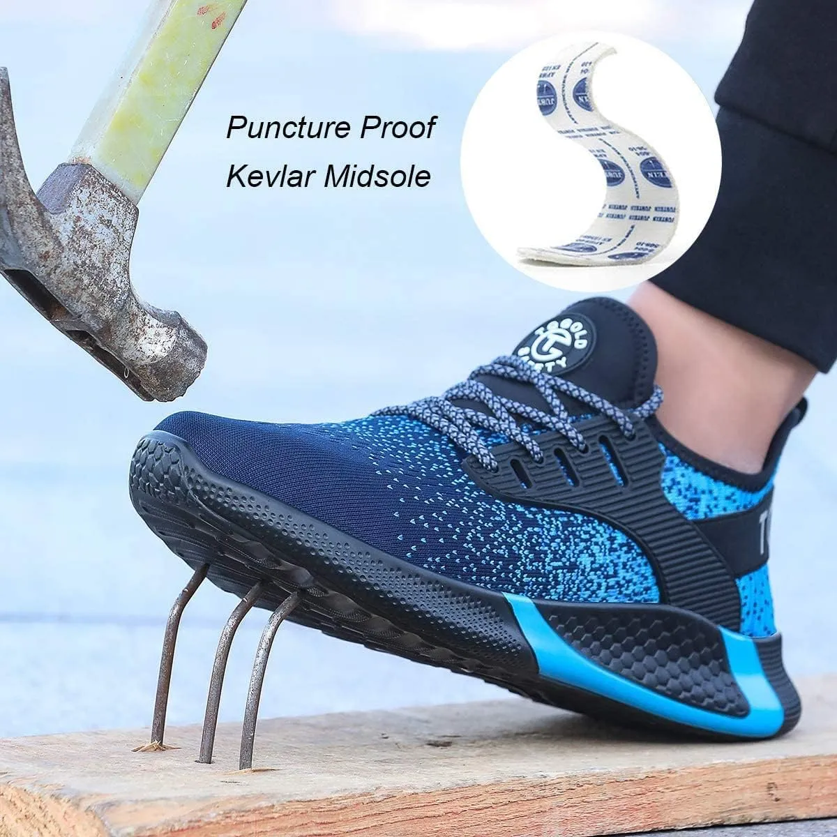 AONEGOLD Safety Shoes for Men Steel Toe Sneaker Work Shoes Lightweight Breathable Industrial Construction Puncture Proof Shoes