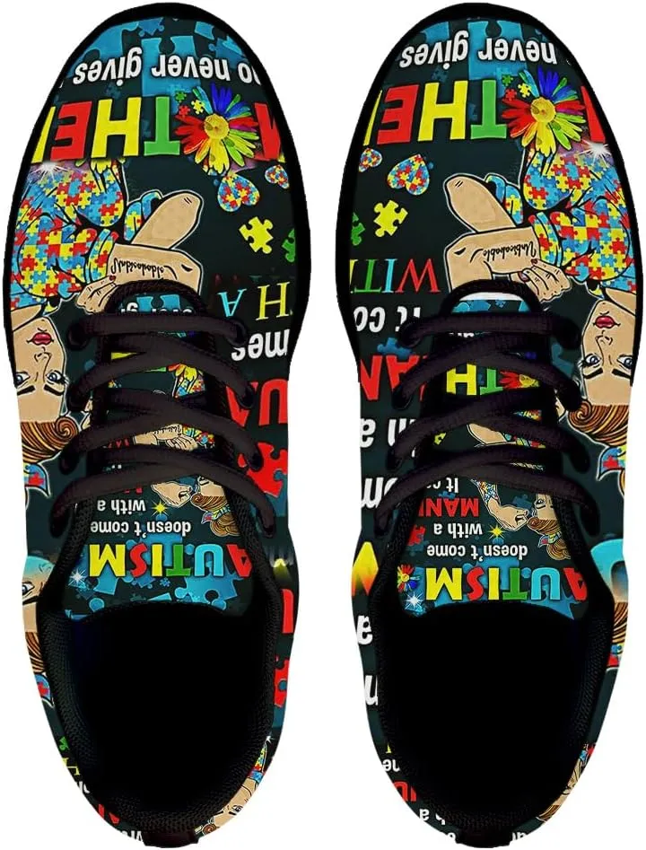 Autism Mom Never Gives Up Shoes for Women Men Trail Running Casual Fashion Sneakers Slip-on Tennis Shoes
