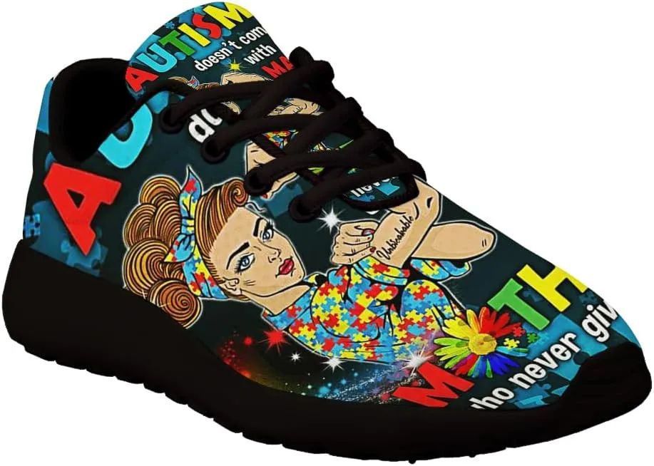 Autism Mom Never Gives Up Shoes for Women Men Trail Running Casual Fashion Sneakers Slip-on Tennis Shoes