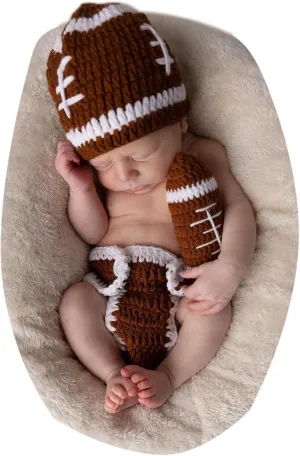 Baby Photography Outfits Crochet Knitted Football Player Outfits Newborn Photo Sports Costume 0-1 Month