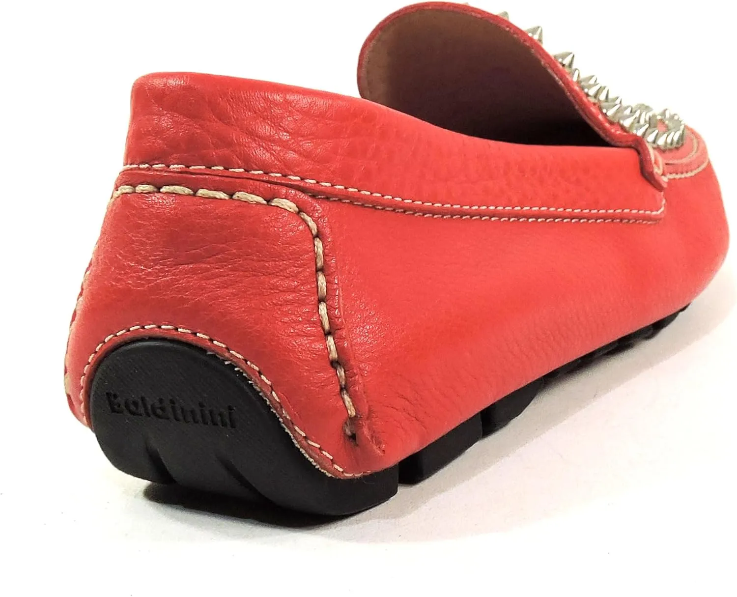 Baldinini Men's Studded Leather Moccasins, Red, Comfort Driving Loafers