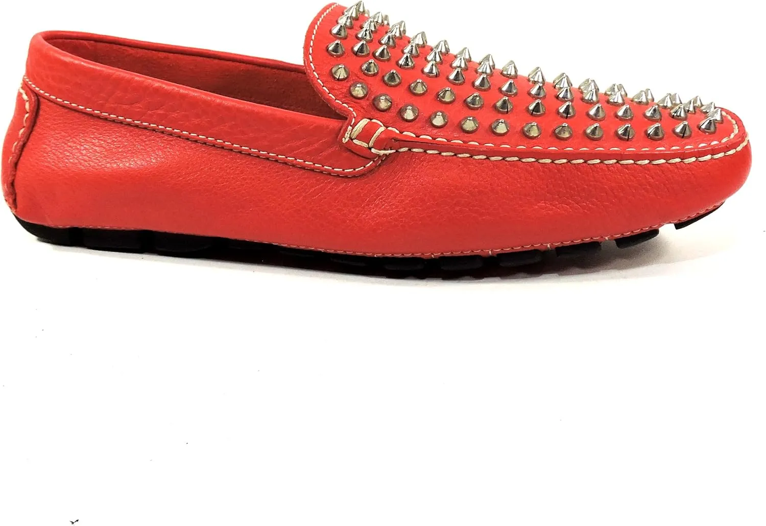 Baldinini Men's Studded Leather Moccasins, Red, Comfort Driving Loafers