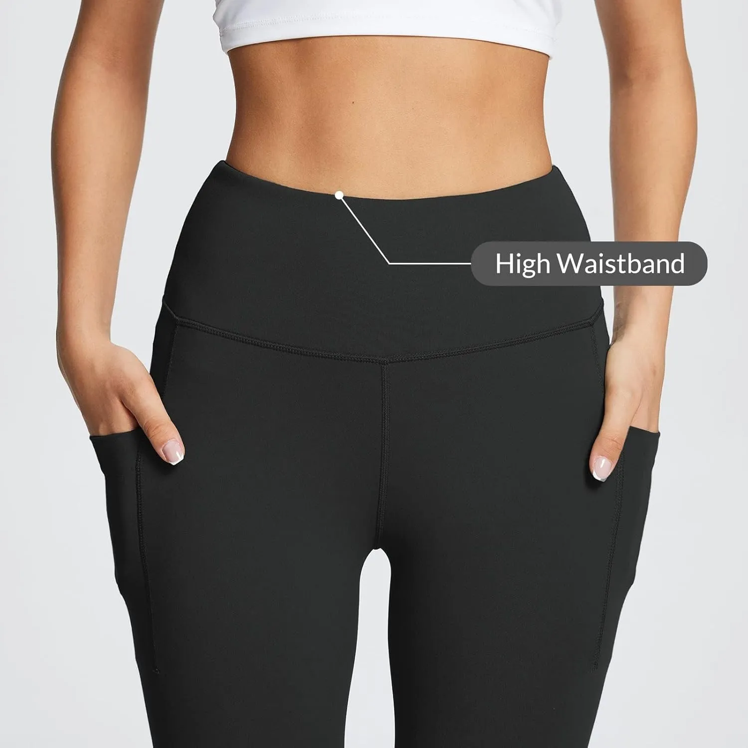 baleaf Women's Leggings with Pockets Tummy Control Workout High Waisted Athletic Running 7/8 Ultra Soft Gym Yoga Ankle Pants
