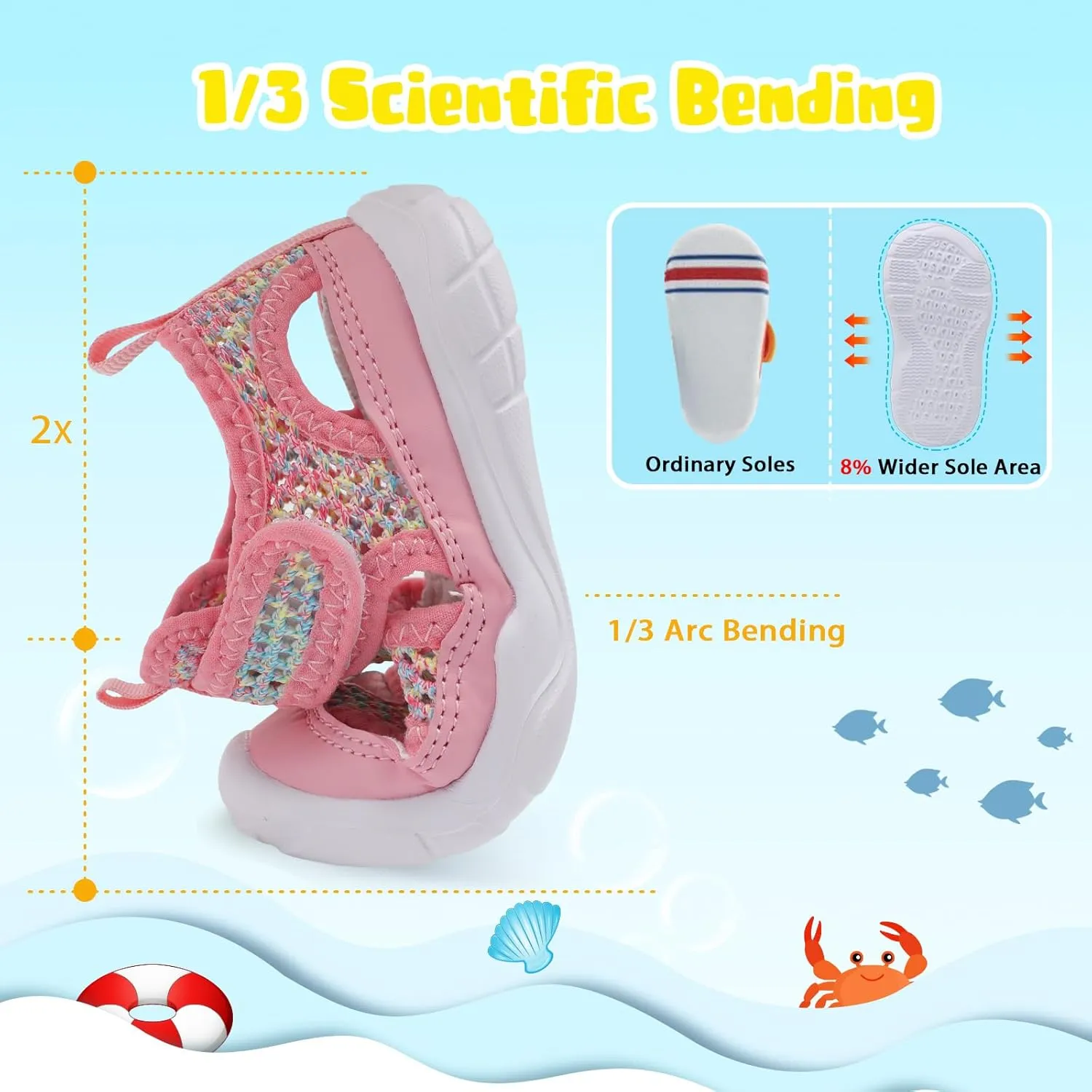 BARERUN Kids Water Shoes Boys Girls Barefoot Aqua Socks for Swim Surf Pool Beach Sport Lightweight Breathable Sandal Athletic Slip-On Sneaker for Toddler Outdoor Indoor