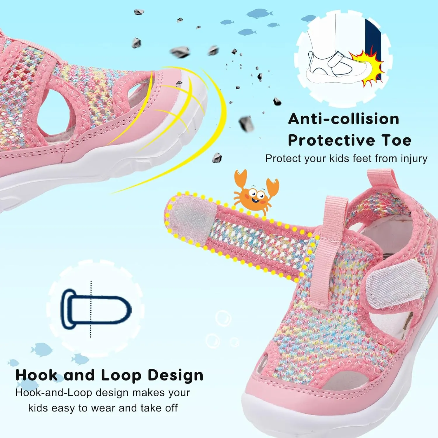 BARERUN Kids Water Shoes Boys Girls Barefoot Aqua Socks for Swim Surf Pool Beach Sport Lightweight Breathable Sandal Athletic Slip-On Sneaker for Toddler Outdoor Indoor