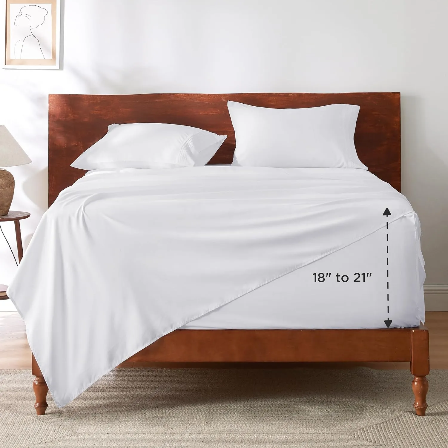 Bedsure Deep Pocket Queen Sheets Set - Fits Mattresses Up to 21 Inches Thick - 4 Piece GentleSoft Bed Sheets, Moisture Wicking, Soft & Cooling Bedsheet & Pillowcases, Easy & Secure Fit, White