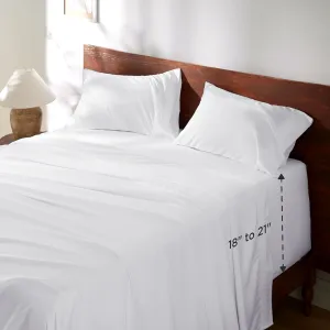 Bedsure Deep Pocket Queen Sheets Set - Fits Mattresses Up to 21 Inches Thick - 4 Piece GentleSoft Bed Sheets, Moisture Wicking, Soft & Cooling Bedsheet & Pillowcases, Easy & Secure Fit, White