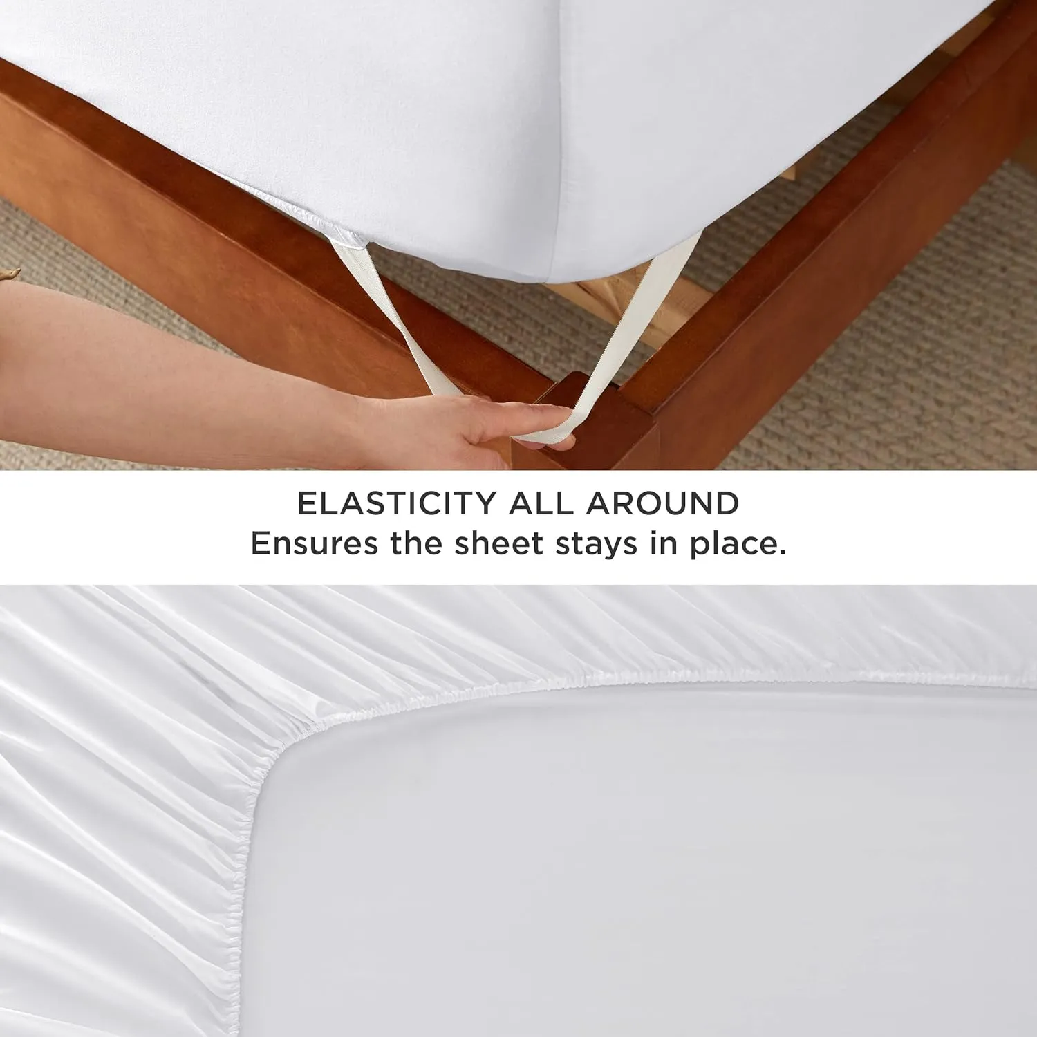 Bedsure Deep Pocket Queen Sheets Set - Fits Mattresses Up to 21 Inches Thick - 4 Piece GentleSoft Bed Sheets, Moisture Wicking, Soft & Cooling Bedsheet & Pillowcases, Easy & Secure Fit, White