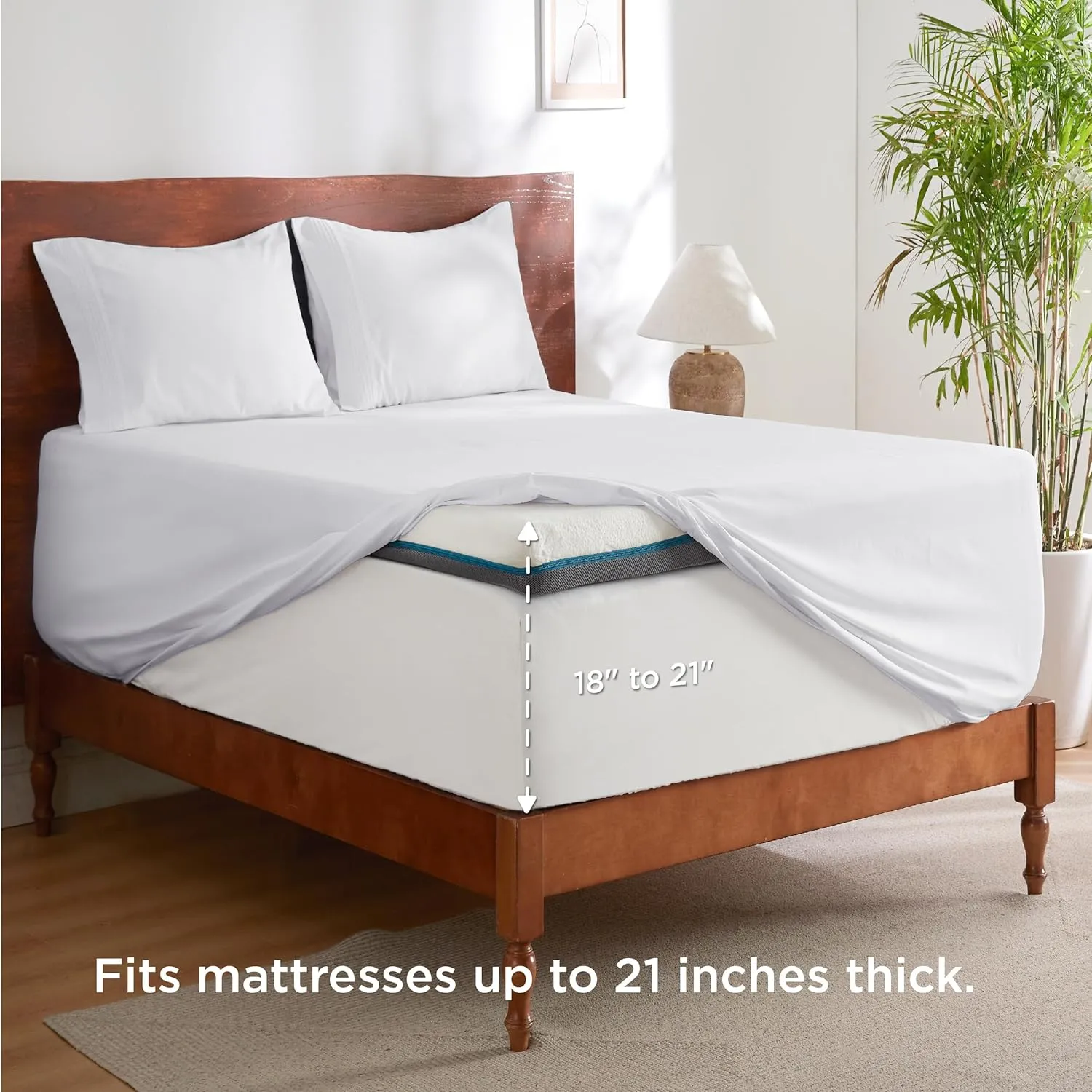 Bedsure Deep Pocket Queen Sheets Set - Fits Mattresses Up to 21 Inches Thick - 4 Piece GentleSoft Bed Sheets, Moisture Wicking, Soft & Cooling Bedsheet & Pillowcases, Easy & Secure Fit, White