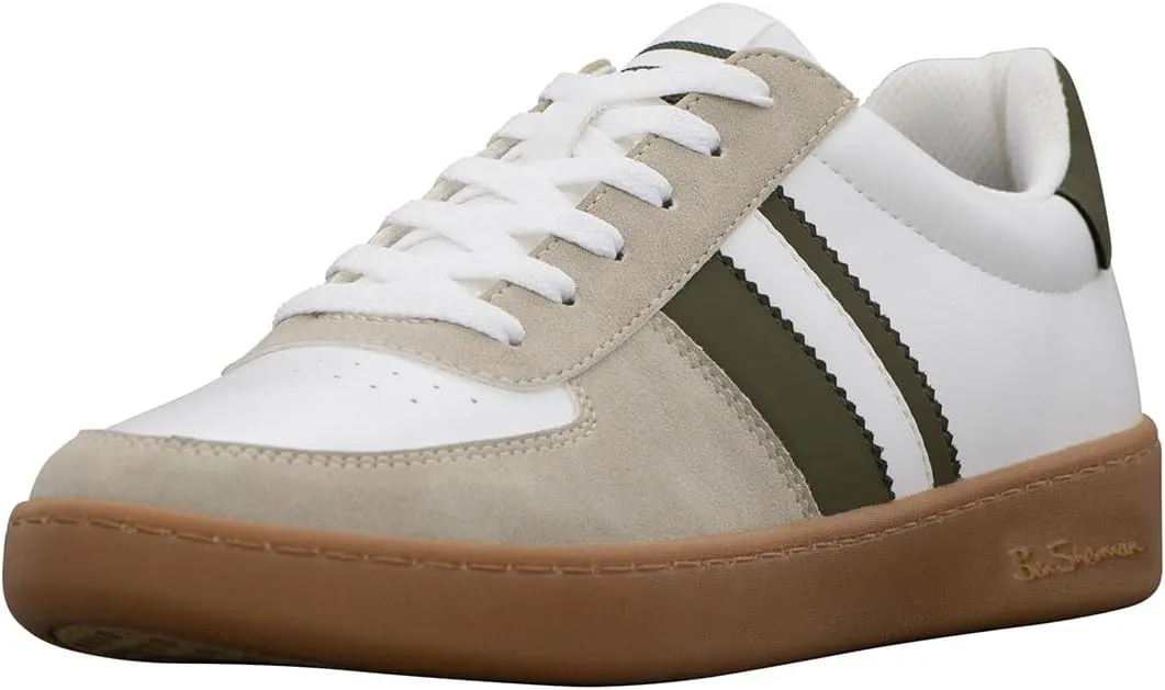 Ben Sherman Men's Hyde Sneaker, White/Olive/Gum, 11