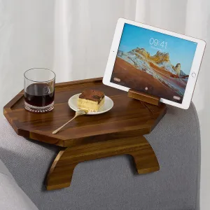 BLUEWEST Sofa Armrest Tray, Arm Table Sofa Arm Tray, Folding Snack Table for Couch with 360° Rotating Phone Holder, Non-Slip & Flexible Design for Various Armrest Shapes (Octagon)