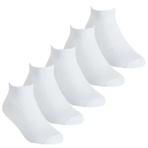 Boys Low Cut Trainer Liner Plain Socks Mesh Insert 5 Pairs- White