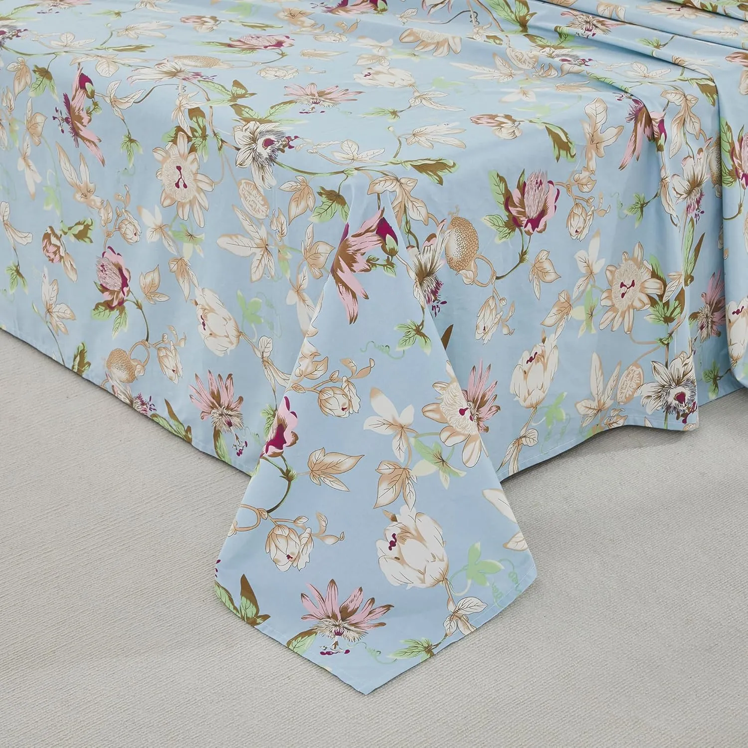 Brandream Floral Bedding Botanical Flower Farmhouse Queen Size Sheets Set Luxury Bedding Collections 800 Thread Count 100% Egyptian Cotton Deep Pocket, 4 Piece Blue