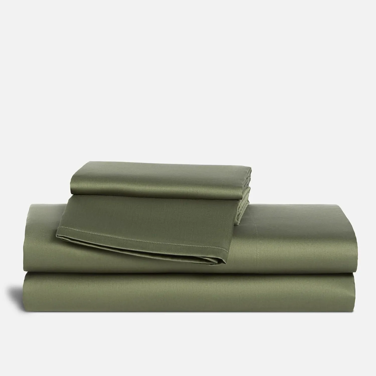 Brooklinen Luxury Sateen 4 Piece Queen Size Sheet Set in Fresh Moss - 100% Cotton Sateen Sheets - 1 Fitted Sheet, 1 Flat Sheet, 2 Pillowcases