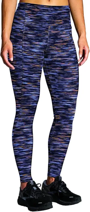 Brooks Women's Moment Wide Waistband Tight with Pockets, 221586, Sundial Velocity Print, M