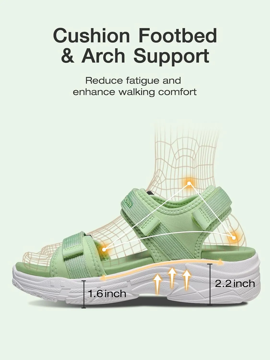 CAMEL CROWN Women's Athletic Sandals Comfortable Outdoor Walking Waterproof Lightweight Girls' Platform Shoes Open Toe Arch Support