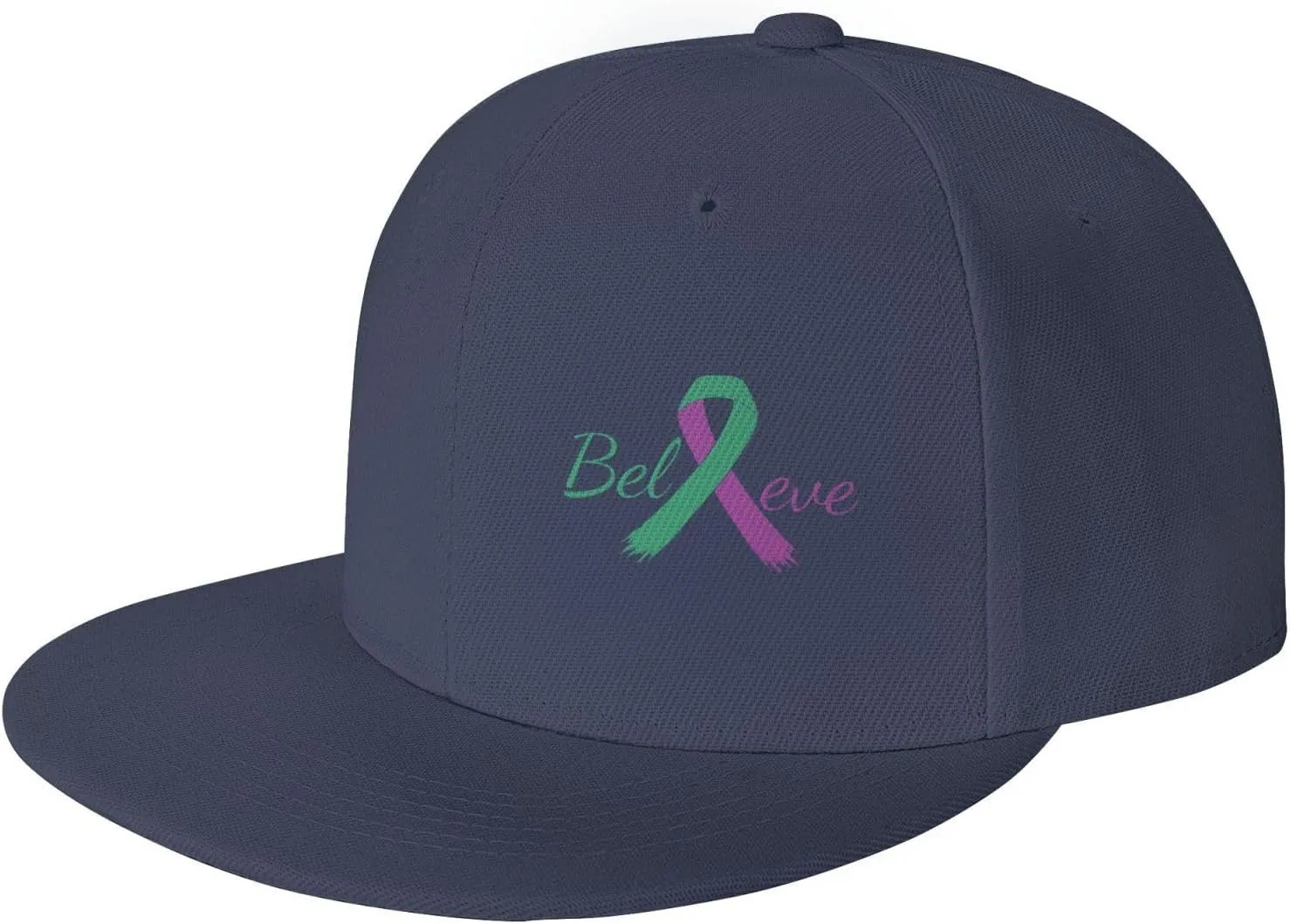 Cancer Believe Anal Cancer Purple Green Ribbon Fashion Flat Cap Adujstable Men Women Baseball Caps Outdoor
