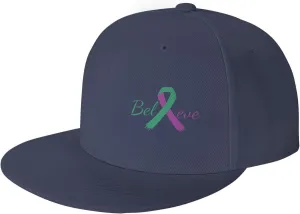 Cancer Believe Anal Cancer Purple Green Ribbon Fashion Flat Cap Adujstable Men Women Baseball Caps Outdoor