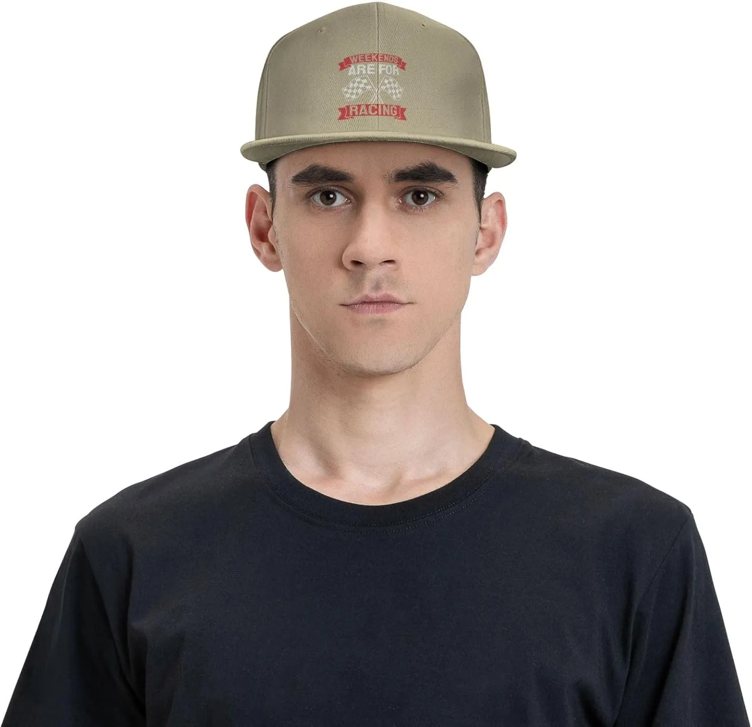 Car Race Bike Racing Racer Flat Brim Baseball Cap,Classic Snapback Hat Adjustable Trucker Hat for Men & Women,Black