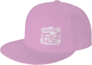 Car Race Bike Racing Racer Flat Brim Baseball Cap,Classic Snapback Hat Adjustable Trucker Hats for Men & Women,Black