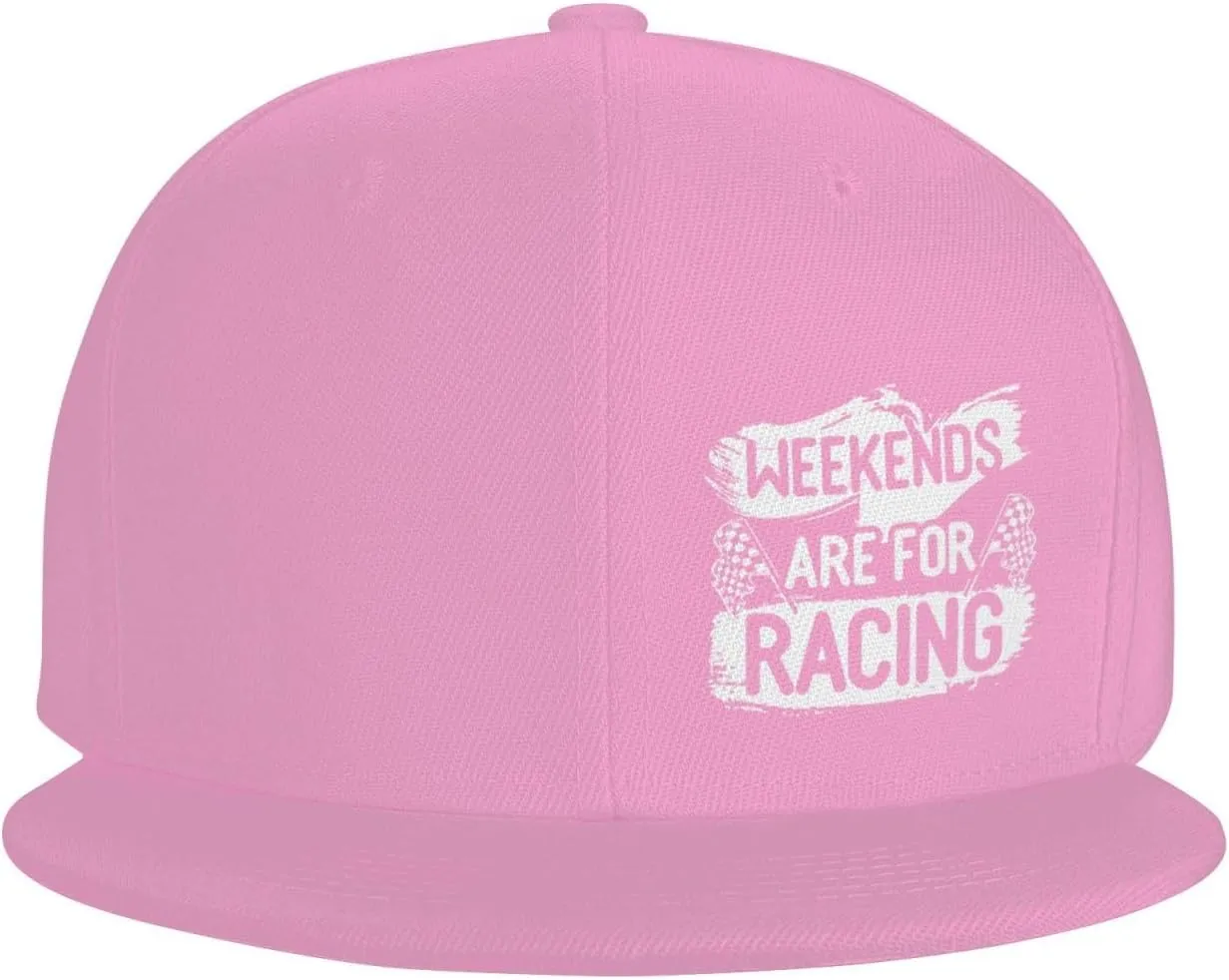 Car Race Bike Racing Racer Flat Brim Baseball Cap,Classic Snapback Hat Adjustable Trucker Hats for Men & Women,Black