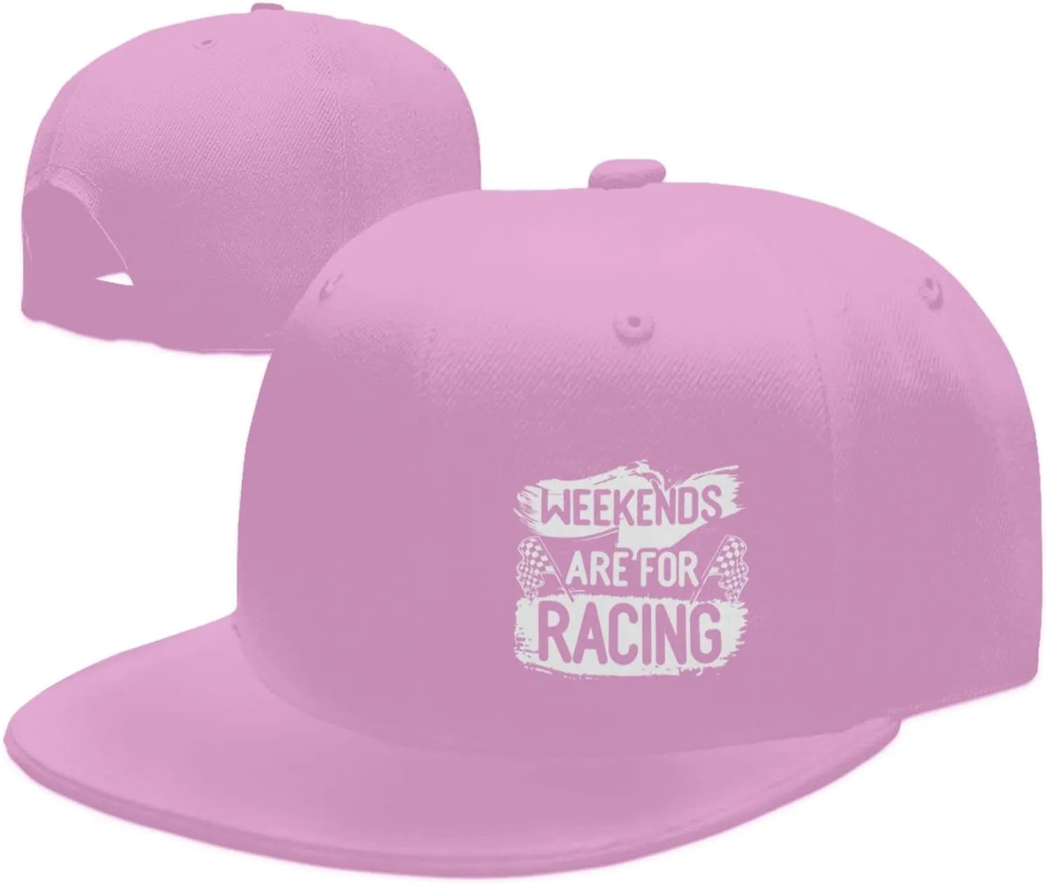 Car Race Bike Racing Racer Flat Brim Baseball Cap,Classic Snapback Hat Adjustable Trucker Hats for Men & Women,Black
