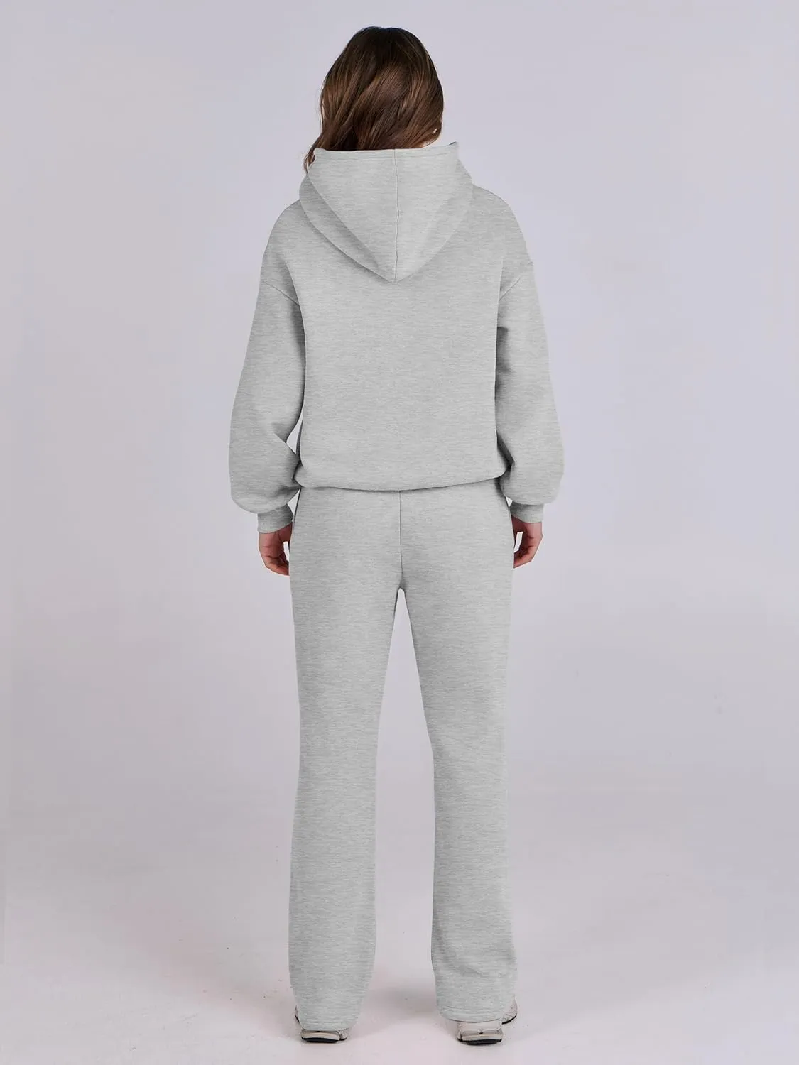 Caracilia Women's 2 Piece Outfits Sweatsuit Sets Oversized Hoodies Wide Leg Sweatpant Tracksuit 2024 Fall Matching Lounge Set