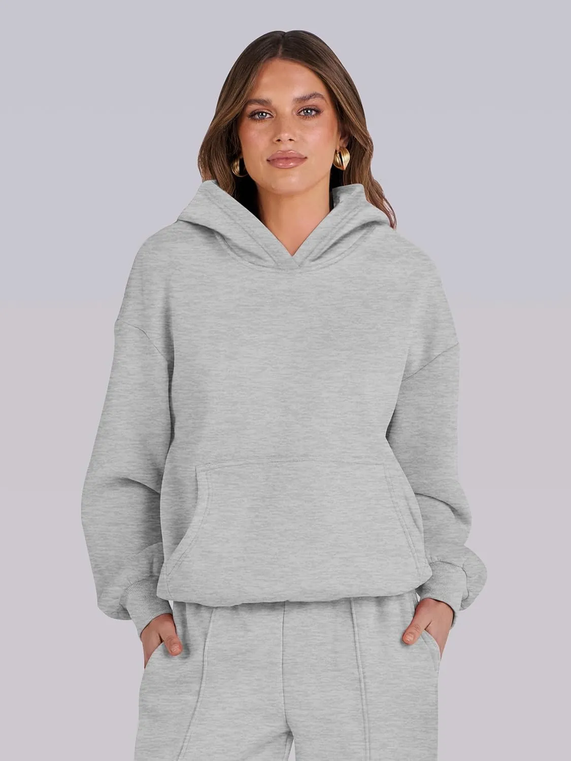 Caracilia Women's 2 Piece Outfits Sweatsuit Sets Oversized Hoodies Wide Leg Sweatpant Tracksuit 2024 Fall Matching Lounge Set